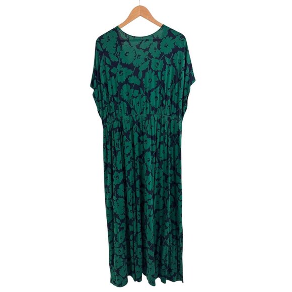 Essentials Green Navy Blue Soft Knit Maxi Dress Size 2X 18 20 Plus Size Summer - Picture 5 of 8